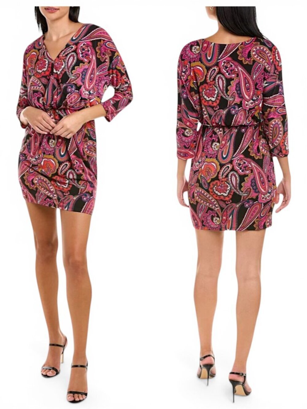 Trina Turk Birch Colorful Paisley Stretch Jersey Blouson Mini Dress NWT New M